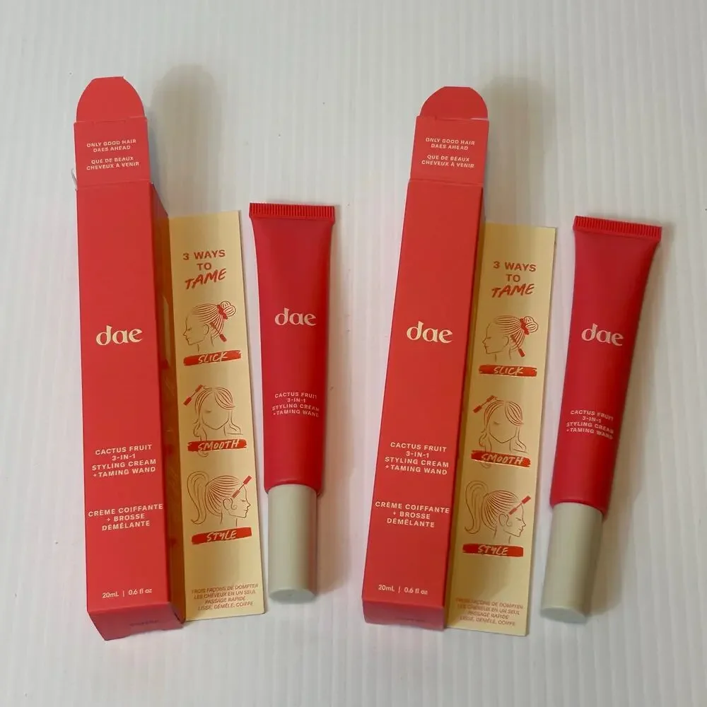 2 Tubes DAE Cactus Fruit 3-In-1 Styling Cream Taming Wand new .6 fl oz open box